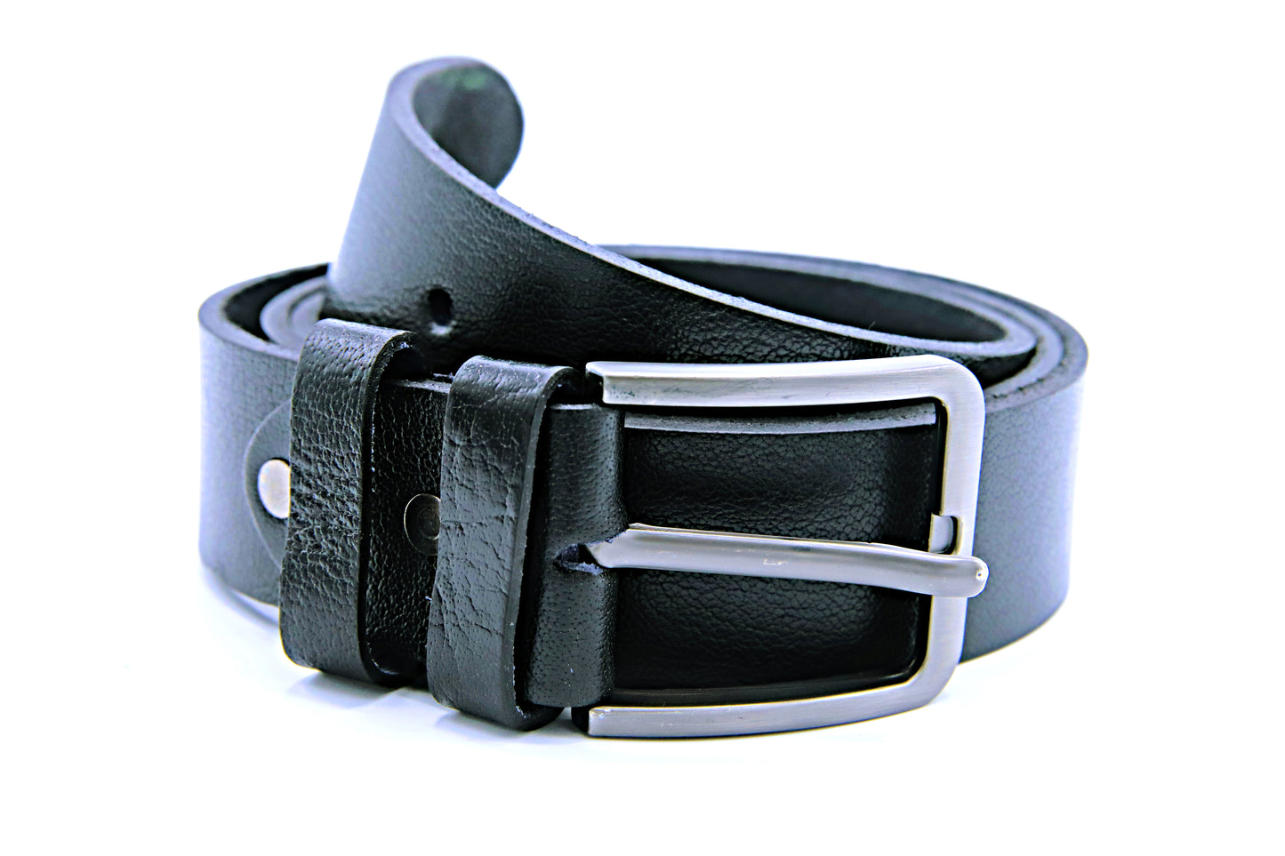DUNYAPUR BELT Genuine Natural Milled Leather Belt in One Piece - Jet Black