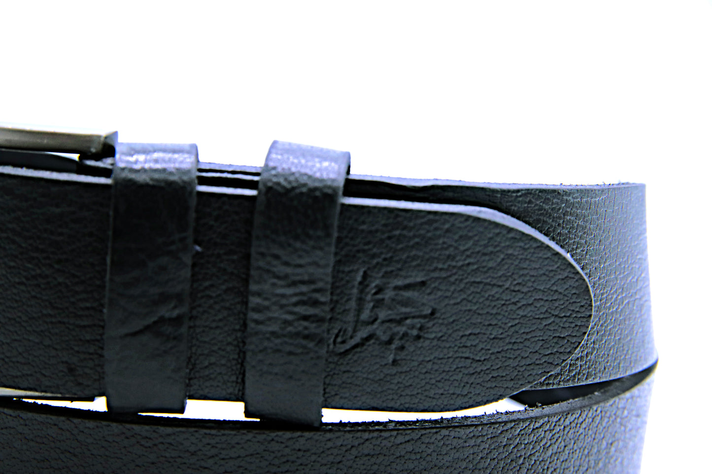 DUNYAPUR BELT Genuine Natural Milled Leather Belt in One Piece - Jet Black