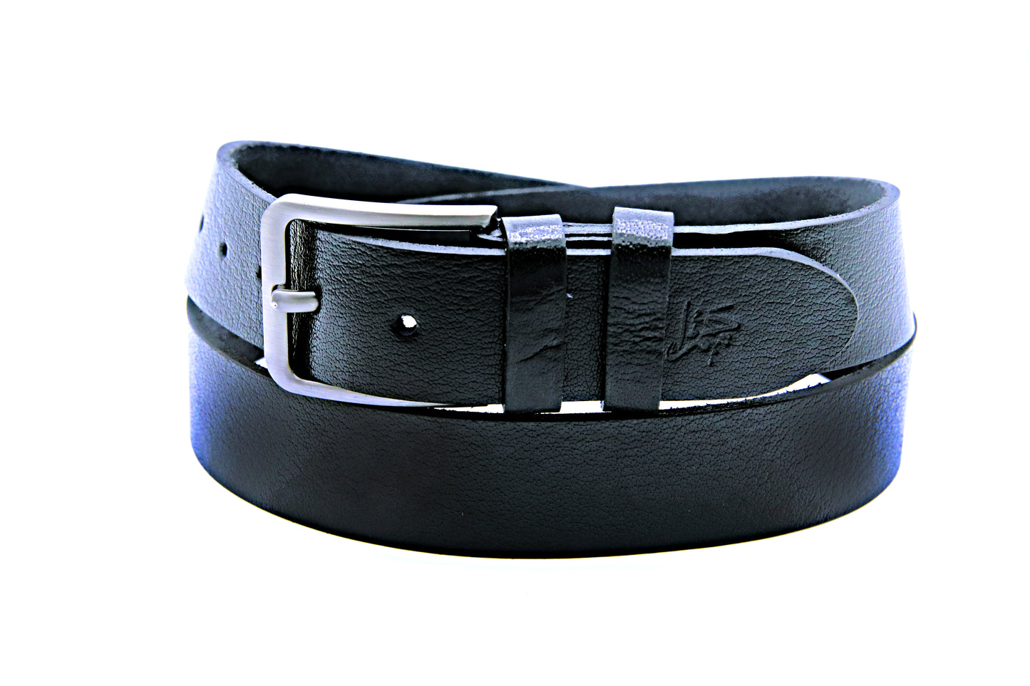 DUNYAPUR BELT Genuine Natural Milled Leather Belt in One Piece - Jet Black