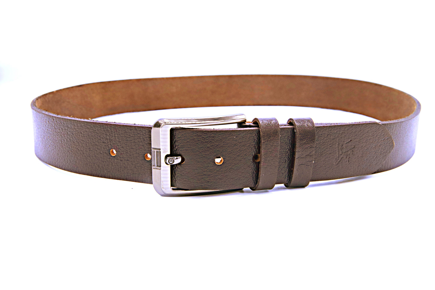 QUETTA BELT Genuine Natural Milled Leather Belt in One Piece - Brown