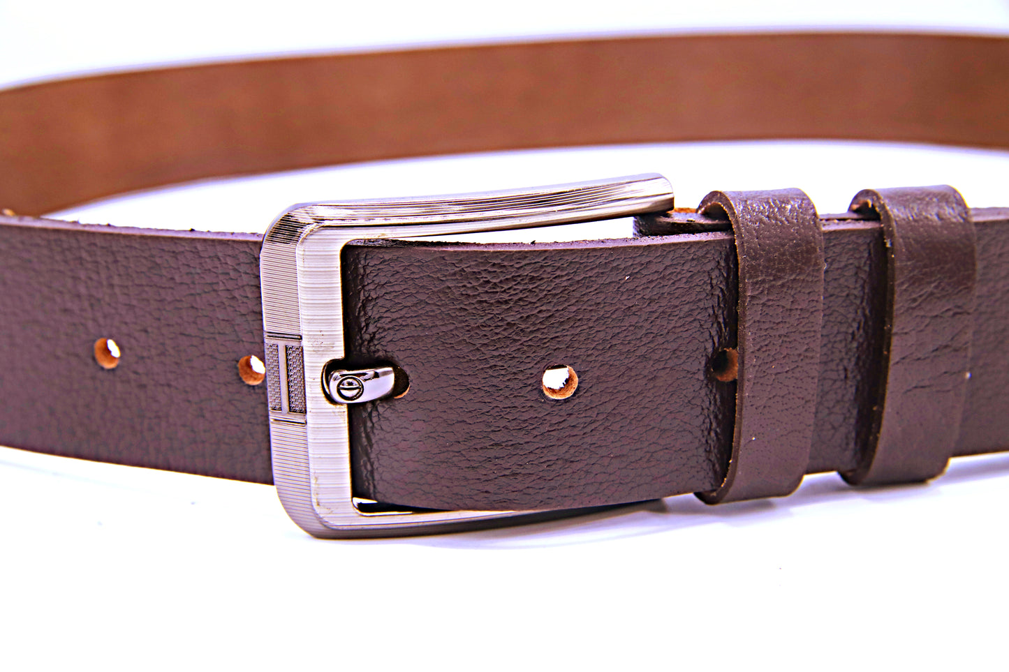 QUETTA BELT Genuine Natural Milled Leather Belt in One Piece - Brown