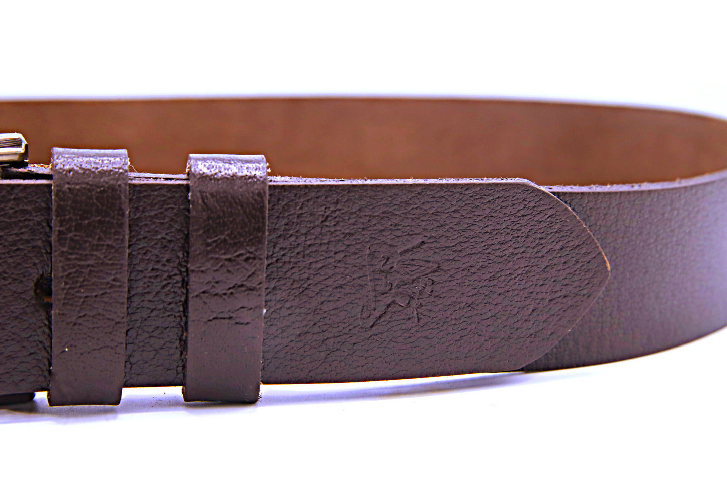 QUETTA BELT Genuine Natural Milled Leather Belt in One Piece - Brown