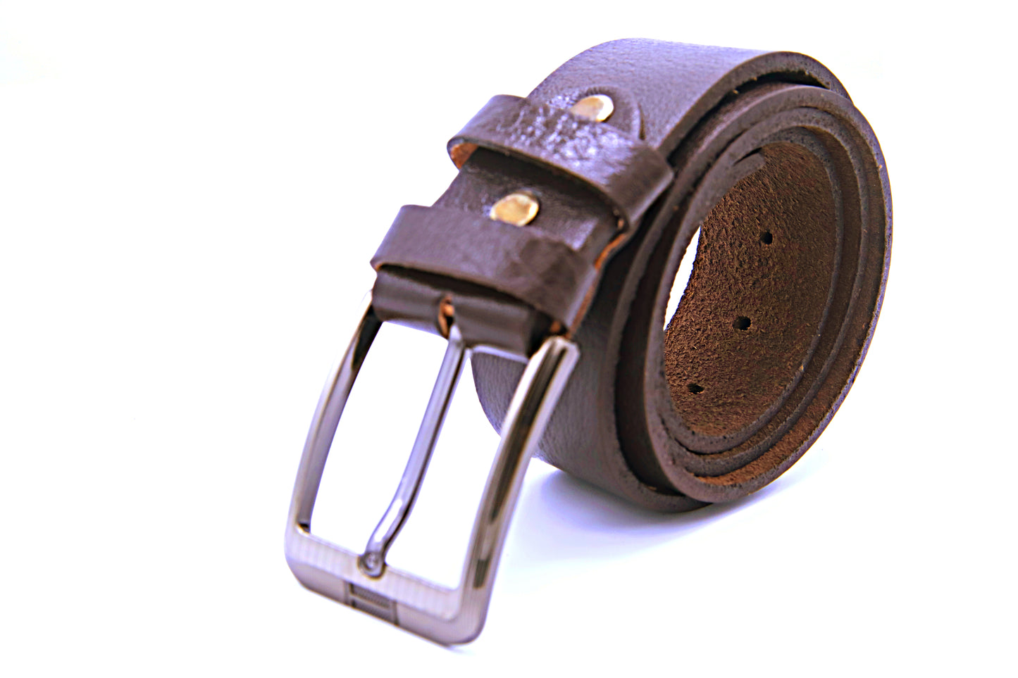QUETTA BELT Genuine Natural Milled Leather Belt in One Piece - Brown