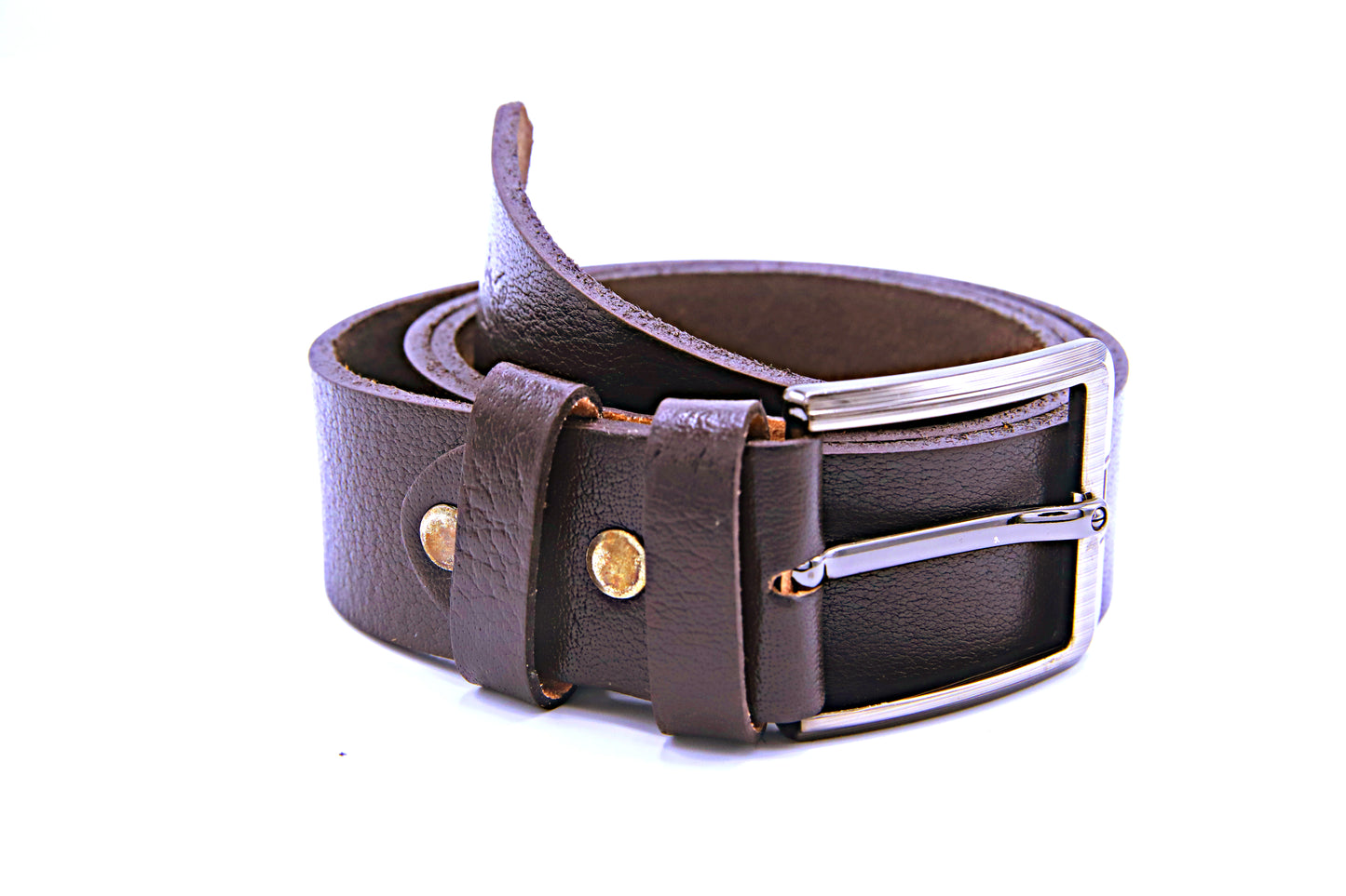 QUETTA BELT Genuine Natural Milled Leather Belt in One Piece - Brown