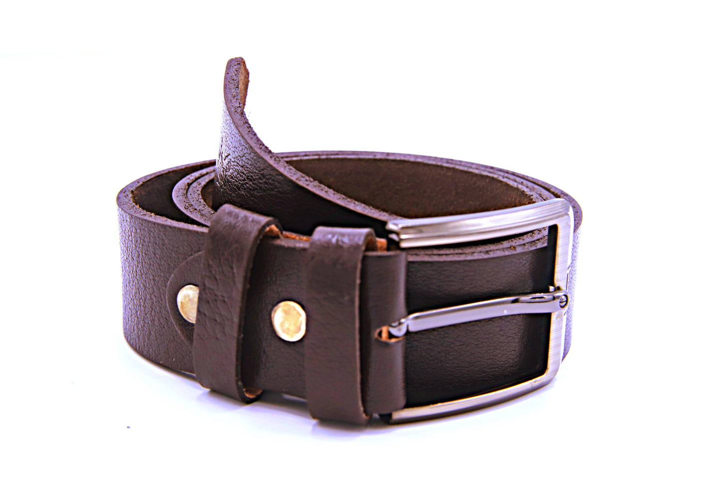 QUETTA BELT Genuine Natural Milled Leather Belt in One Piece - Brown