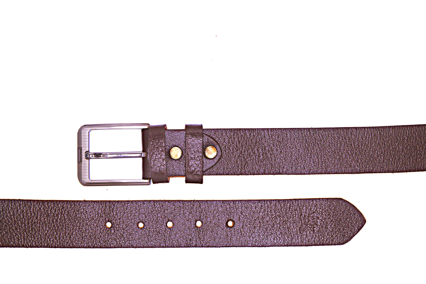 QUETTA BELT Genuine Natural Milled Leather Belt in One Piece - Brown