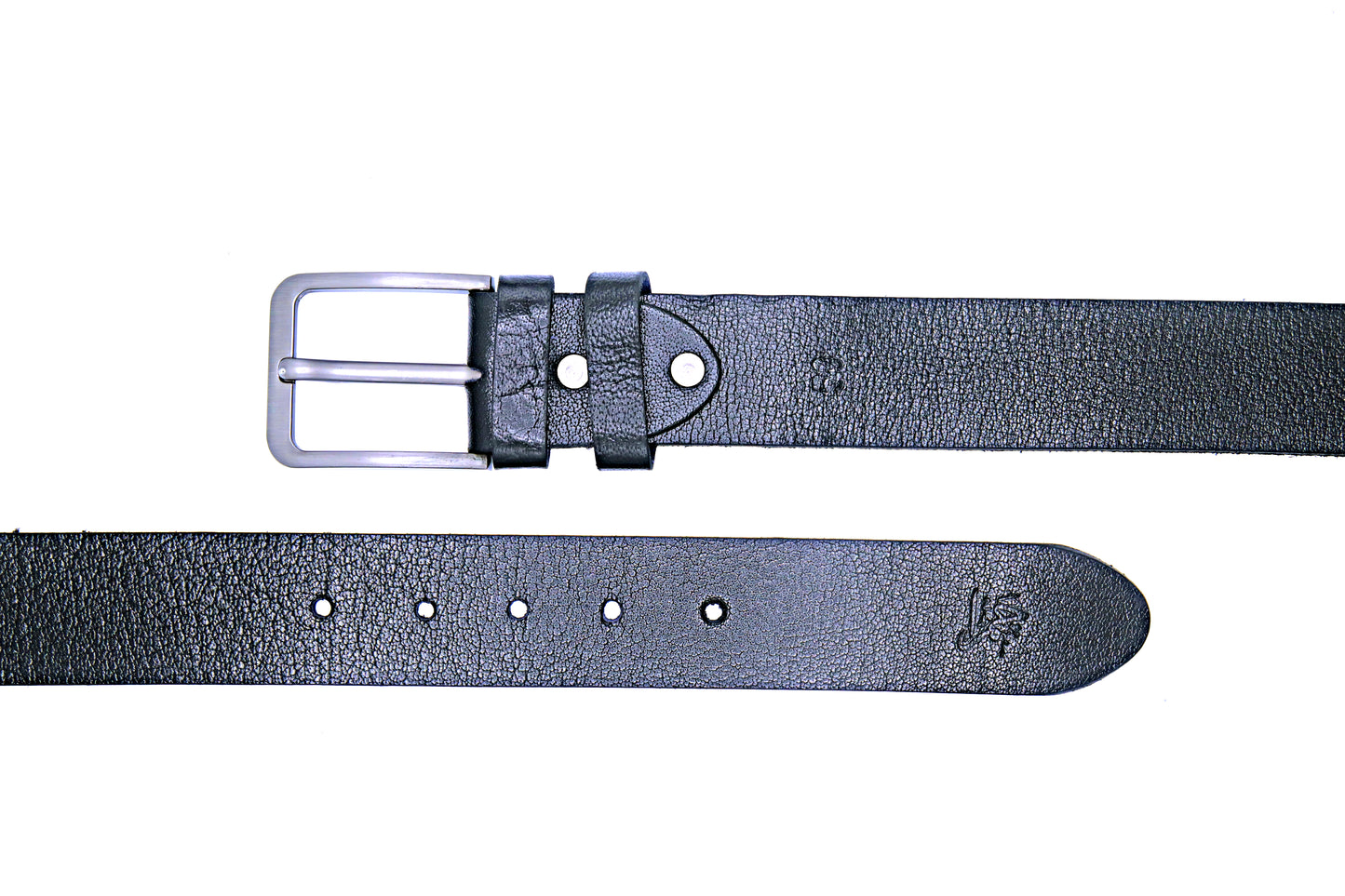 DUNYAPUR BELT Genuine Natural Milled Leather Belt in One Piece - Jet Black