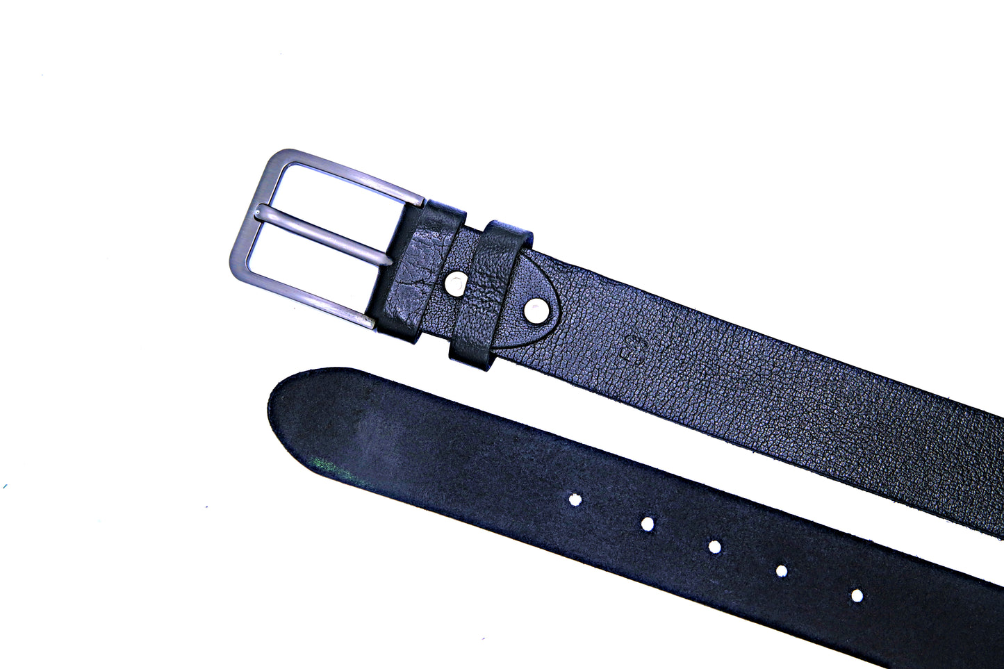 DUNYAPUR BELT Genuine Natural Milled Leather Belt in One Piece - Jet Black