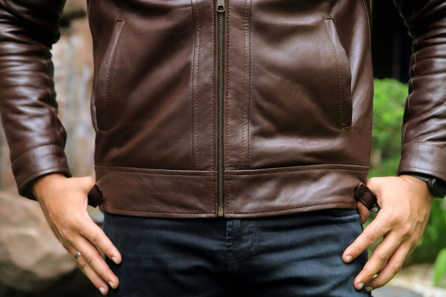 SAHIWAL JACKET Men's Brown Leather Jacket For Men, Diamond Style Biker Jacket For Men