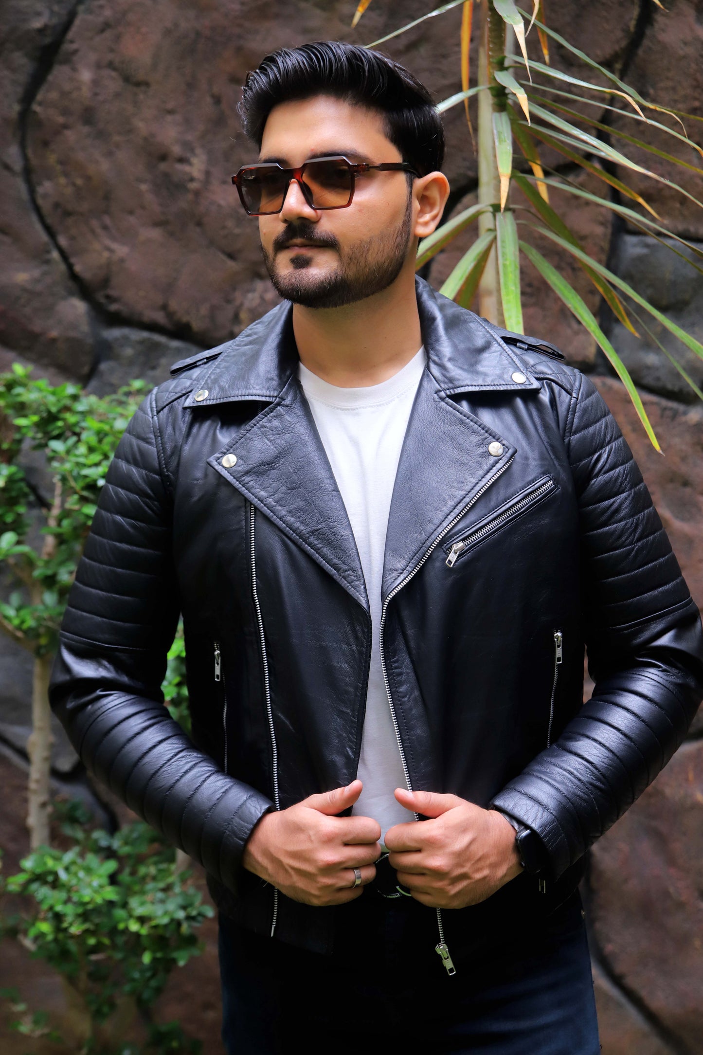 WAH CANTT JACKET Men's Leather Jacket, Biker/Motorcycle Leather Jacket For Men- Black