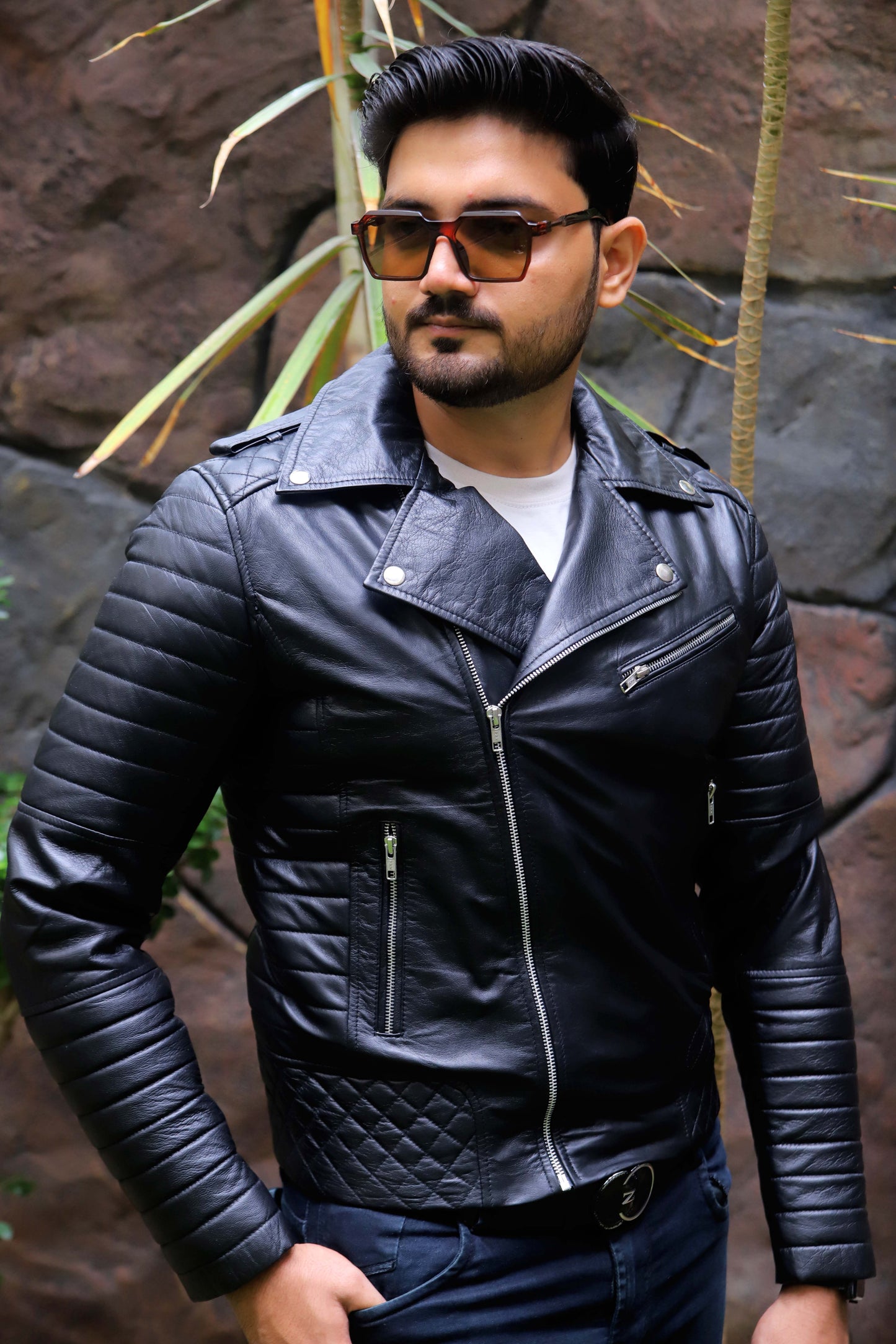 WAH CANTT JACKET Men's Leather Jacket, Biker/Motorcycle Leather Jacket For Men- Black