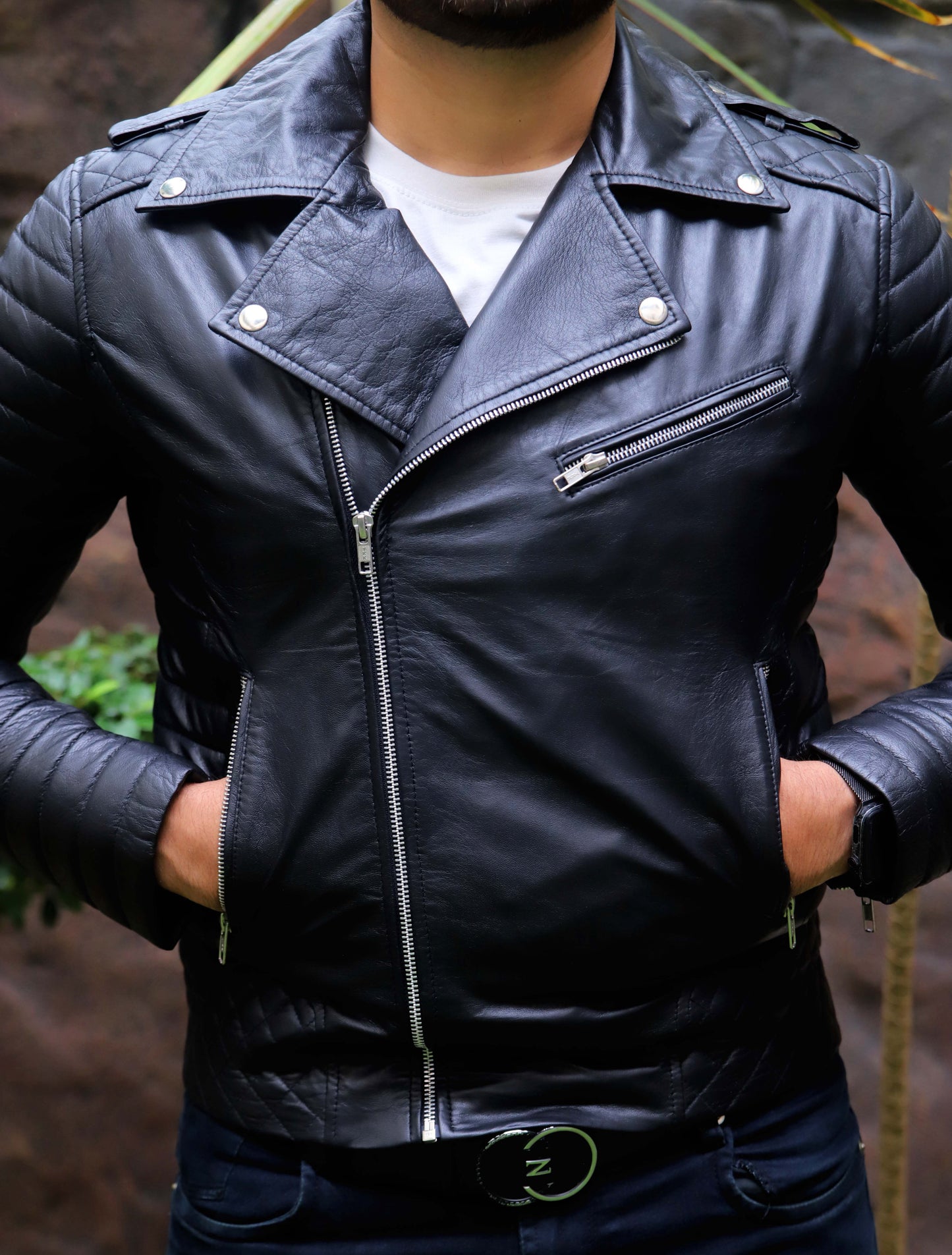 WAH CANTT JACKET Men's Leather Jacket, Biker/Motorcycle Leather Jacket For Men- Black