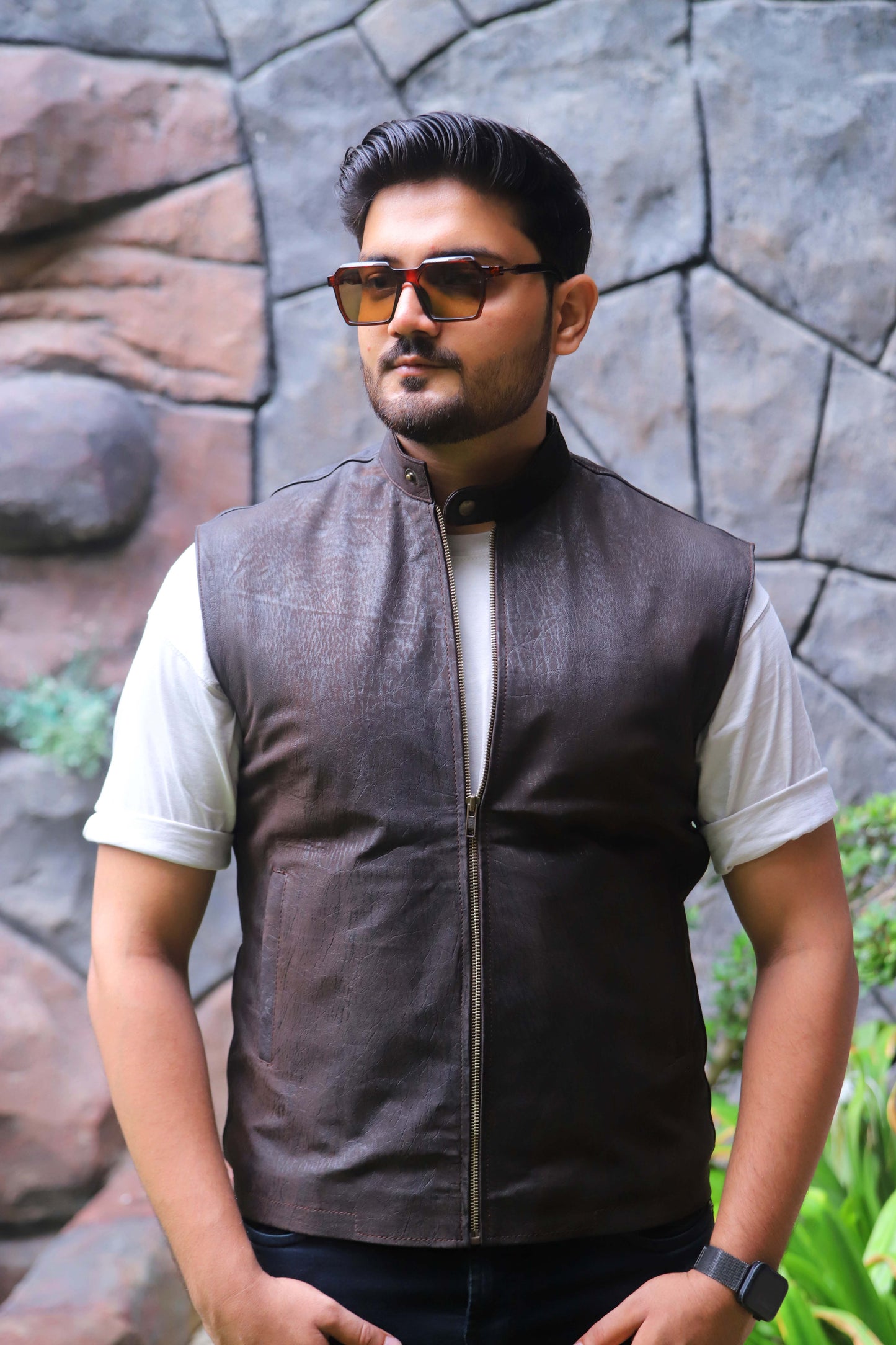 BUREWALA JACKET Men's Leather Vest, Formal Leather Vest, Biker Leather Vest, Casual Leather Vest For Men