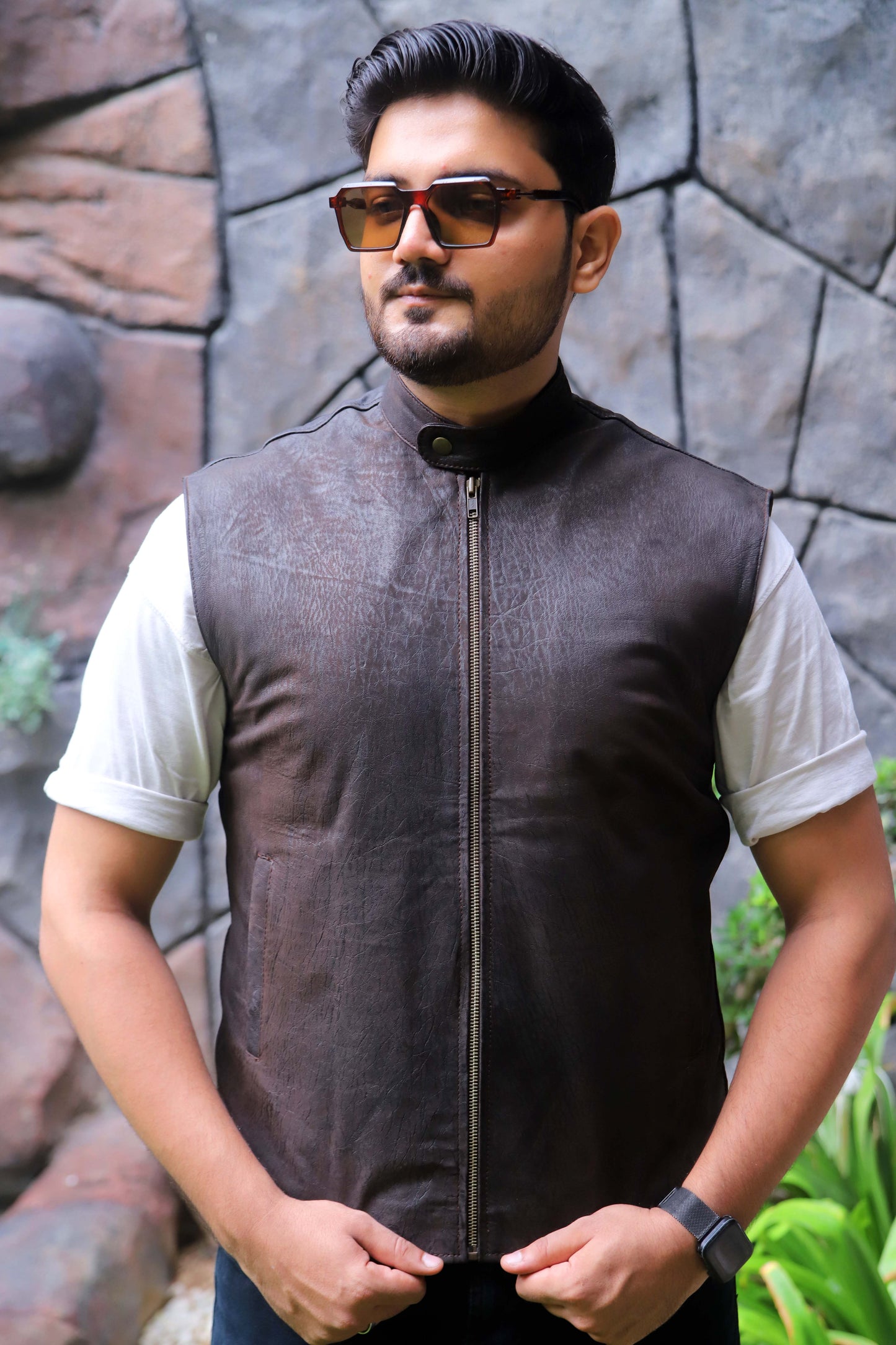 BUREWALA JACKET Men's Leather Vest, Formal Leather Vest, Biker Leather Vest, Casual Leather Vest For Men