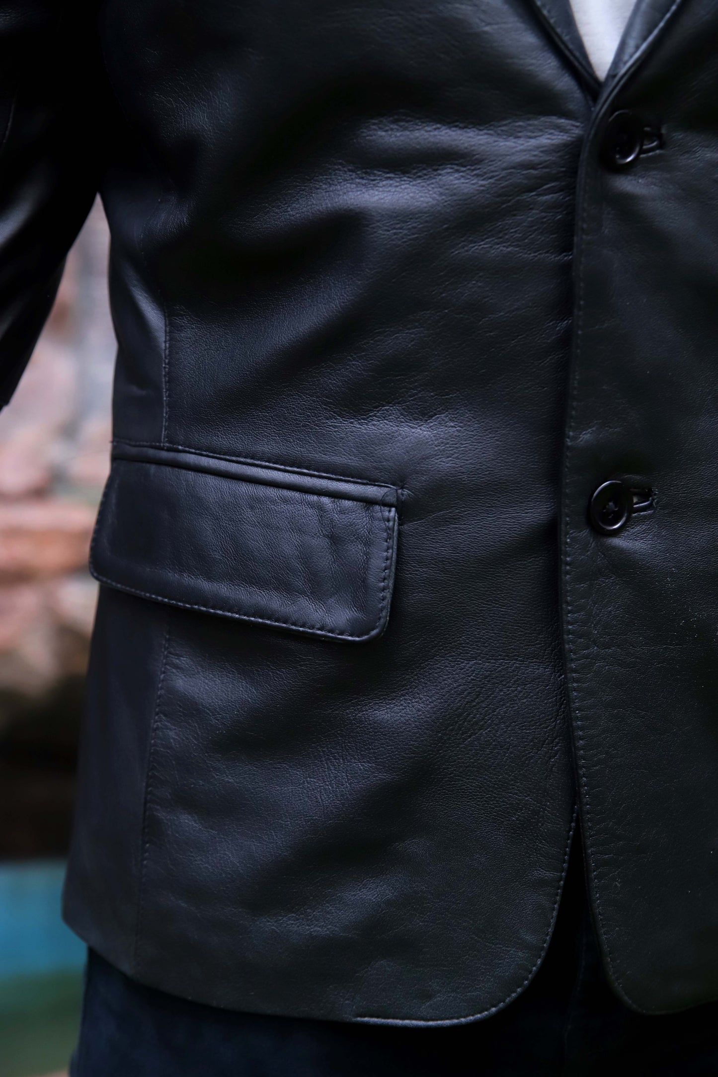 CHINIOT JACKET Men's Black Leather Blazer, Formal Leather Blazer For Men- Black
