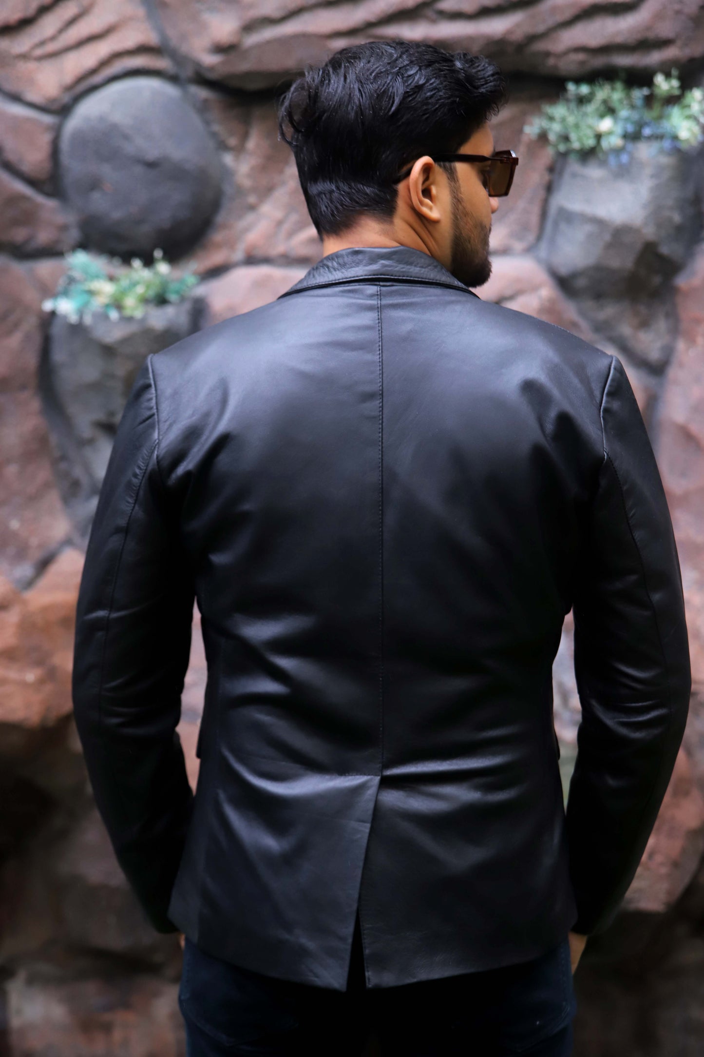 CHINIOT JACKET Men's Black Leather Blazer, Formal Leather Blazer For Men- Black