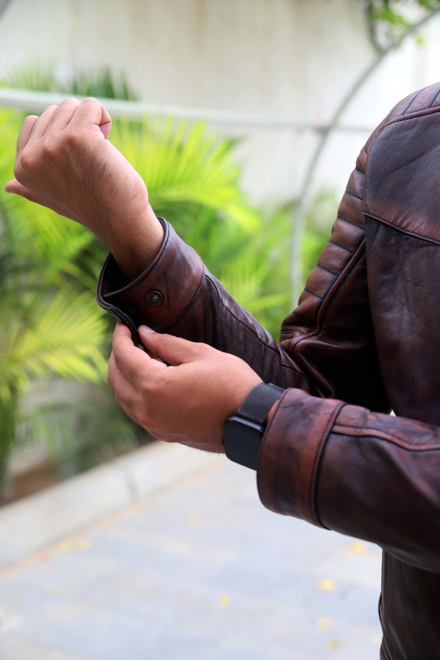 KAMOKE JACKET Men's Distressed Biker Leather Jacket, Vintage Motorcycle Jacket For Men- Vintage Tan