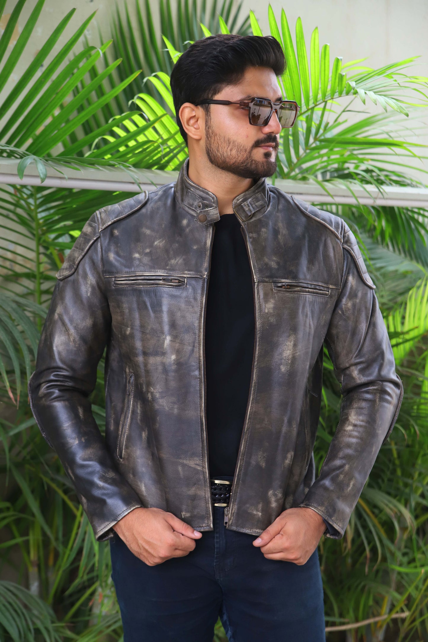 SADIQABAD JACKET Men's Leather Jacket Distressed Black Leather Jacket, Vintage Black Leather Jacket For Men- Distressed Black