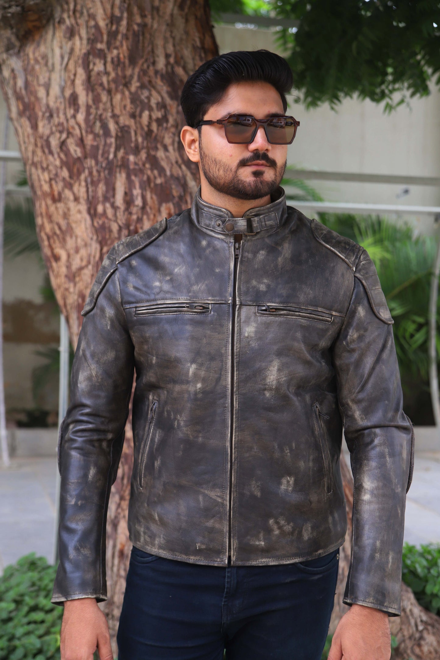 SADIQABAD JACKET Men's Leather Jacket Distressed Black Leather Jacket, Vintage Black Leather Jacket For Men- Distressed Black