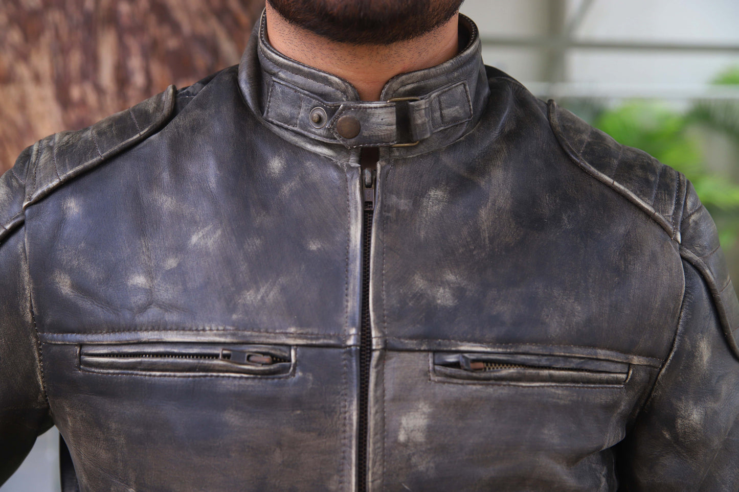 SADIQABAD JACKET Men's Leather Jacket Distressed Black Leather Jacket, Vintage Black Leather Jacket For Men- Distressed Black