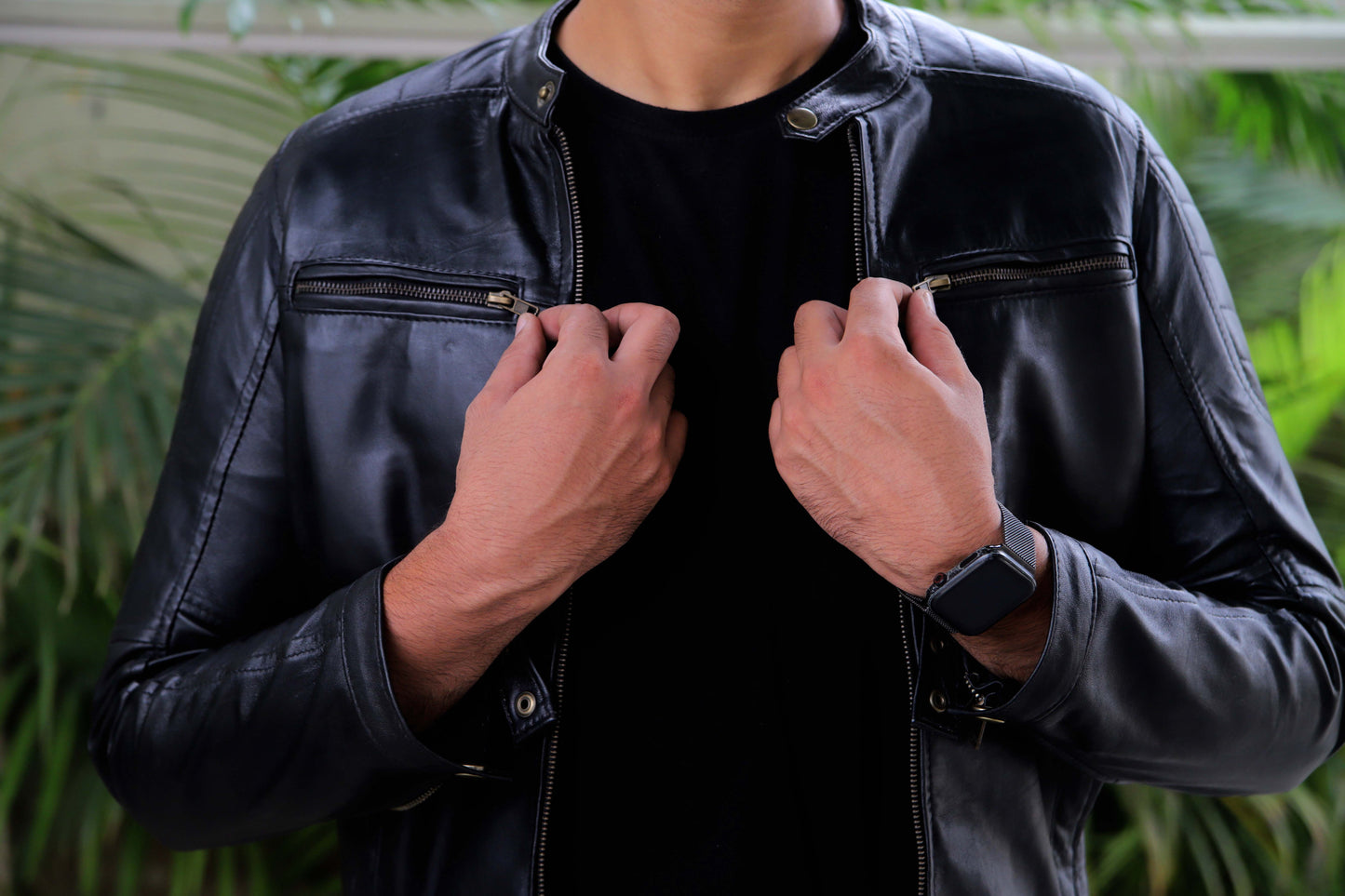 TURBAT JACKET Men's Leather Jacket, Biker Leather Jacket For Men- Jet Black