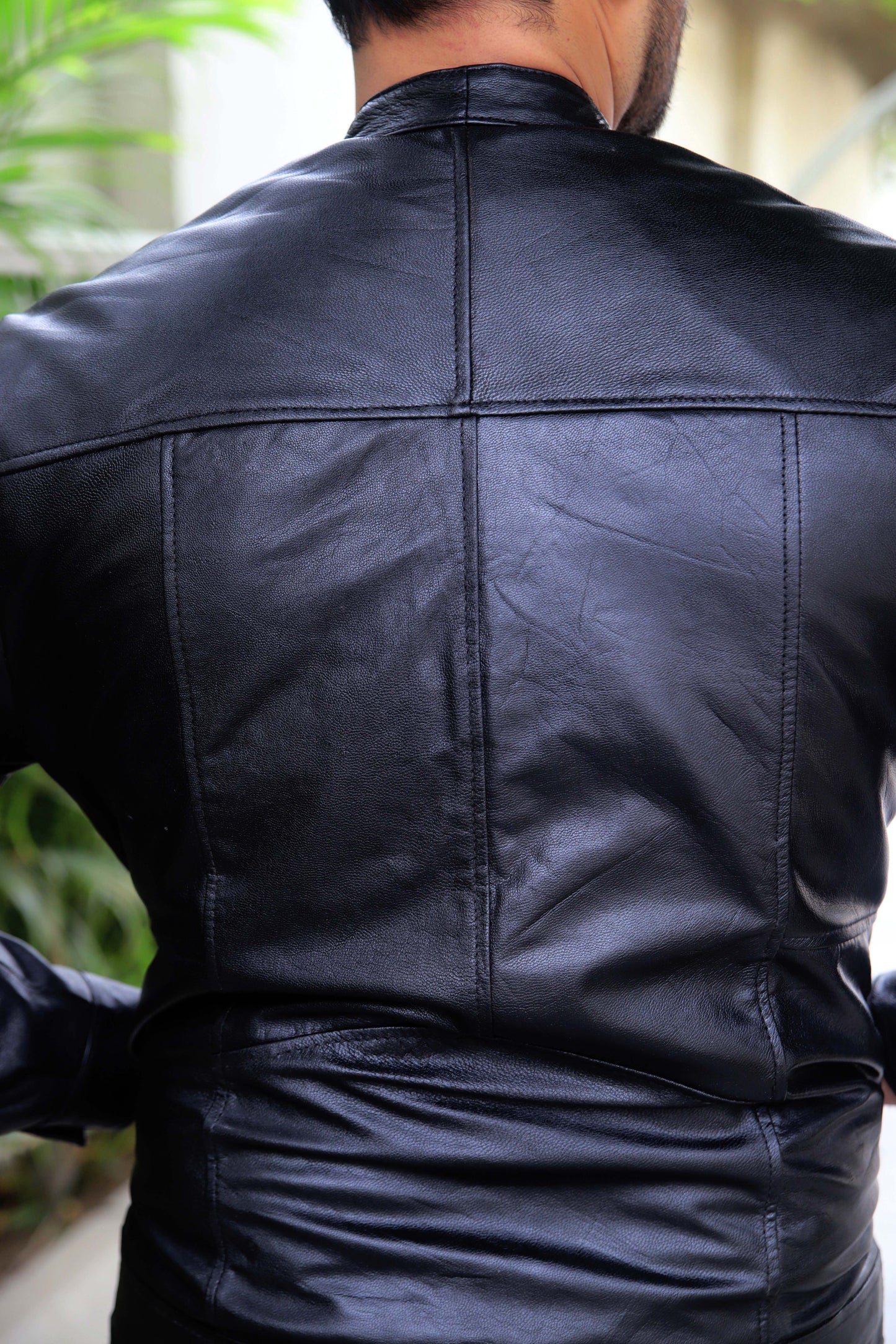 KHANPUR JACKET Men's Leather Jacket, Diamond Style Leather Jacket For Men, Biker Leather Jacket For Men- Jet Black