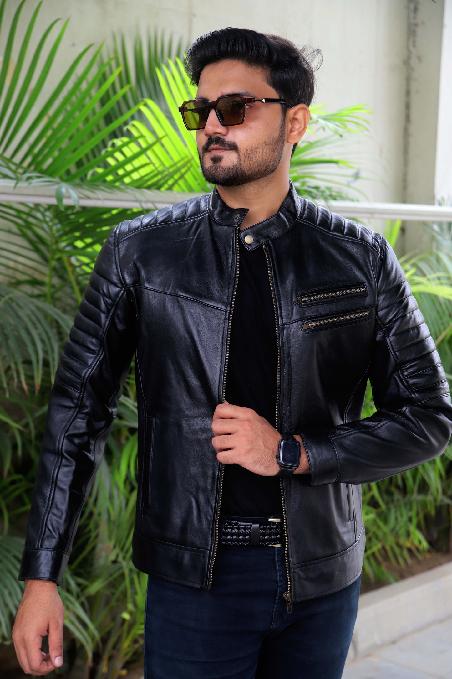 MURIDKE JACKET Men's Leather Jacket, Biker Leather Jacket For Men- Jet Black