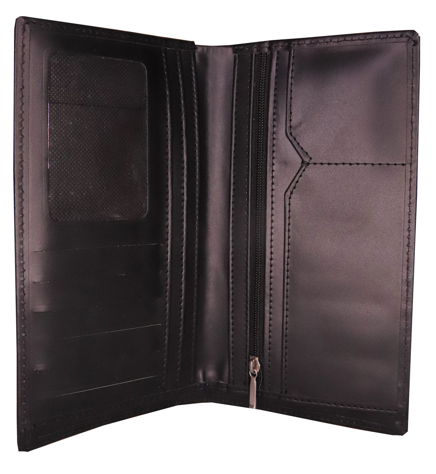 KARACHI WALLET Versatile Leather Long Wallet All Purpose Long Leather Wallet Jet Black