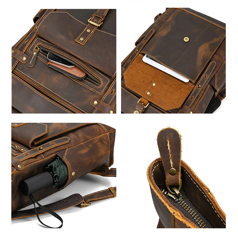 FEROZWALA BAG Retro Travel And Everyday Backpack Unisex- Vintage Brown