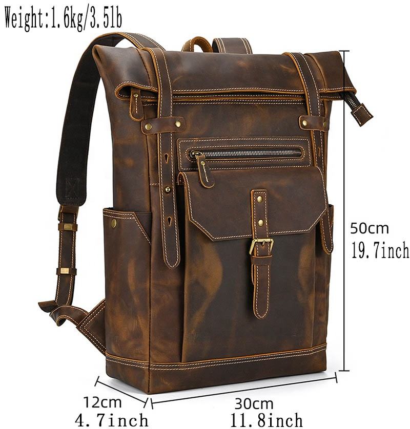 FEROZWALA BAG Retro Travel And Everyday Backpack Unisex- Vintage Brown