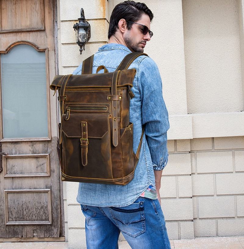 FEROZWALA BAG Retro Travel And Everyday Backpack Unisex- Vintage Brown