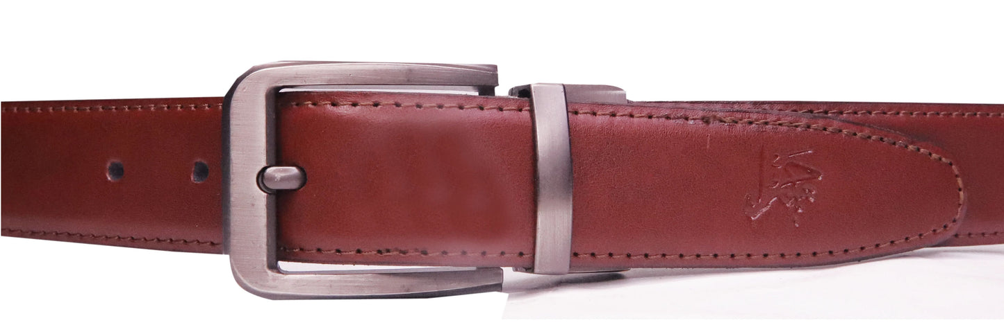 LAHORE BELT Reversible 2 in 1 Leather Belt Double Sided Black And Chocolate Brown Formal Leather Belt.