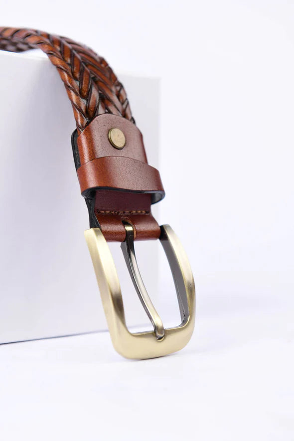 PAKISTAN BELT Elegant Braided Belt Tan Brown