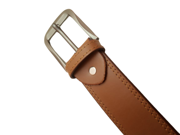 SIALKOT BELT Double Stitched Laminated Leather Belt Causal Leather Belt Tan Brown