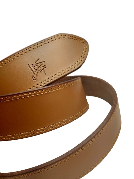 SIALKOT BELT Double Stitched Laminated Leather Belt Causal Leather Belt Tan Brown