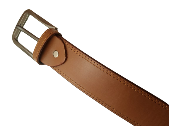 SIALKOT BELT Double Stitched Laminated Leather Belt Causal Leather Belt Tan Brown