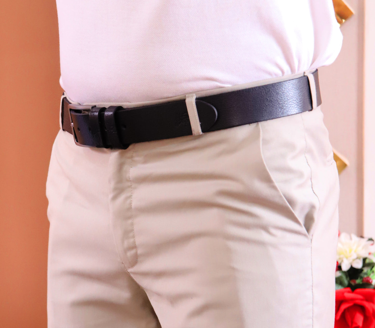 DUNYAPUR BELT Genuine Natural Milled Leather Belt in One Piece - Jet Black