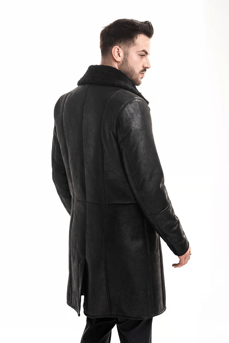 SWABI JACKET Genuine Leather Trench Style Long Coat For Men