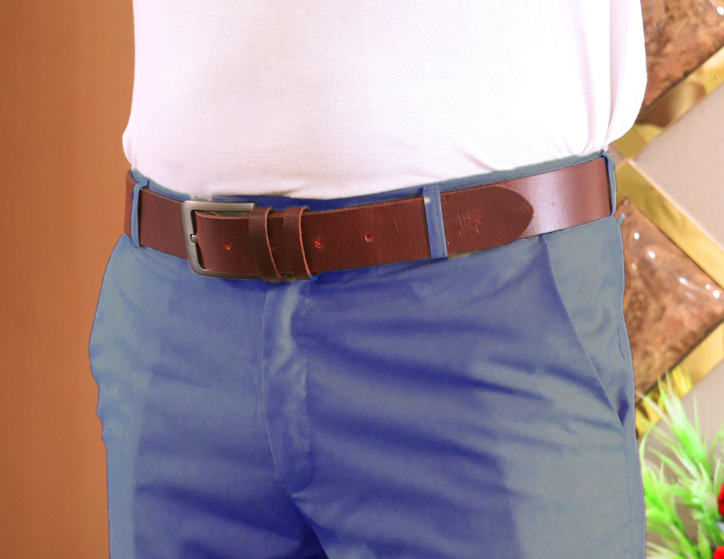 BAHAWALPUR BELT Genuine Vintage Leather Belt in One Piece - Vintage Burgundy