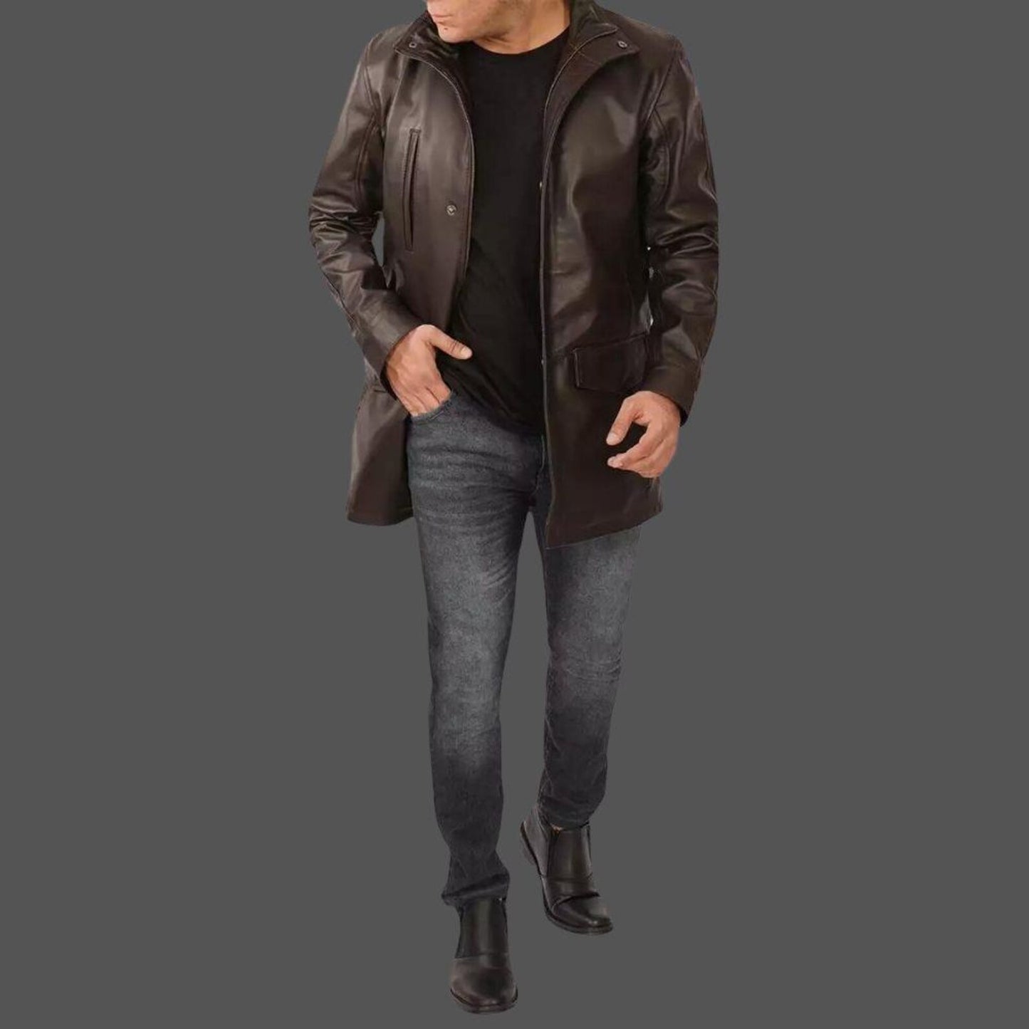 SAIDAL JACKET Genuine Leather Long Coat Style Jacket For Men