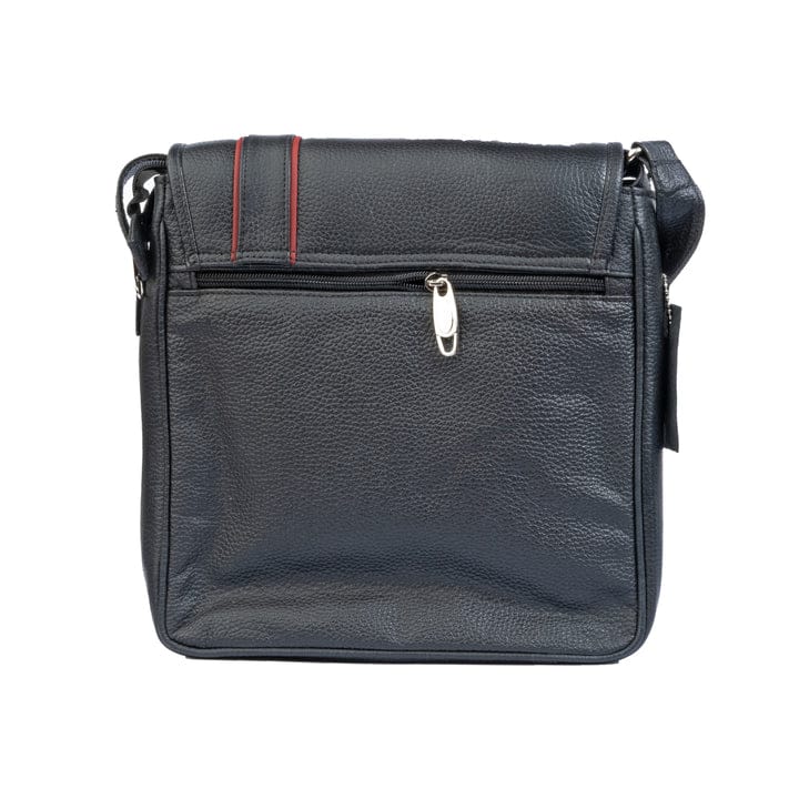 BAHAWALNAGAR BAG Crossbody Leather Bag With Red Stripes - Unisex