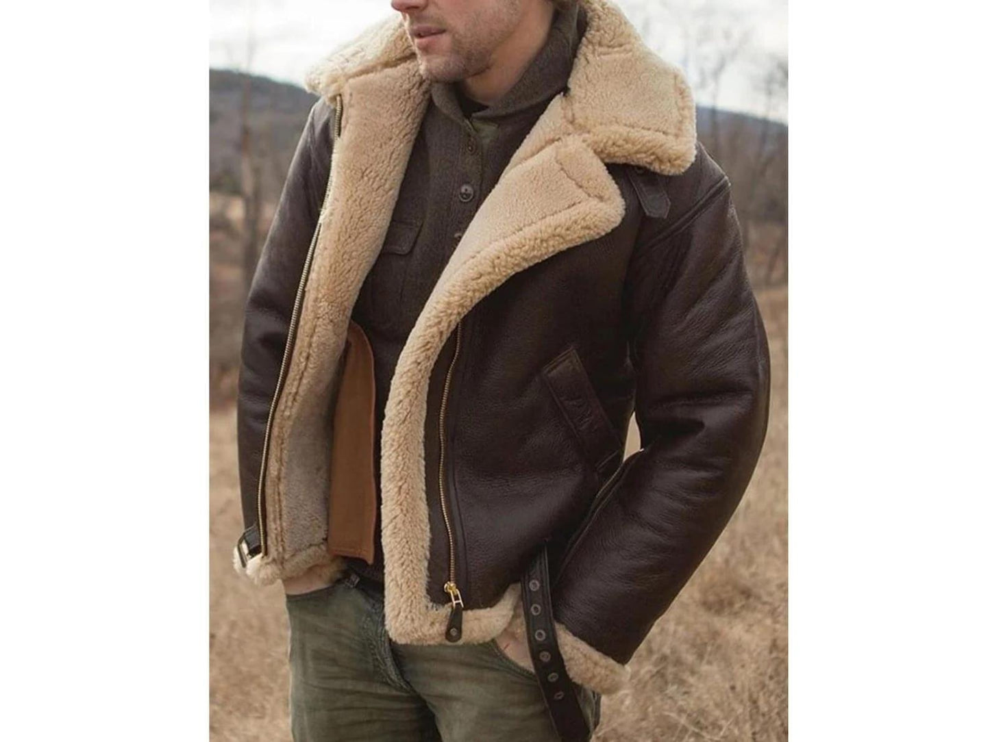 KOTLI AWAN JACKET Genuine Leather Aviator Jacket For Men With Fur Lining