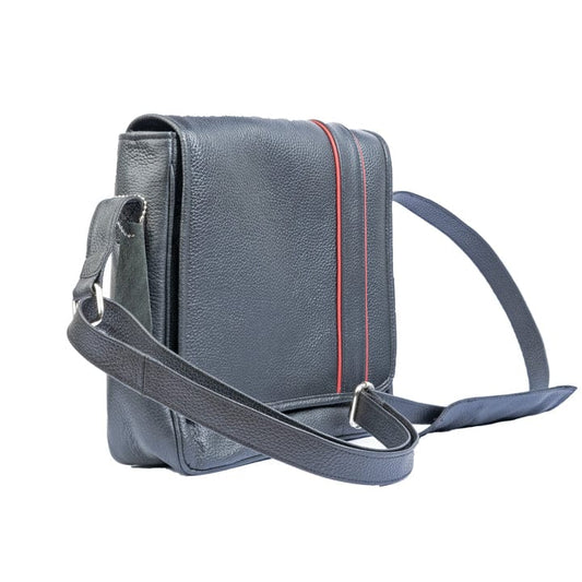 BAHAWALNAGAR BAG Crossbody Leather Bag With Red Stripes - Unisex