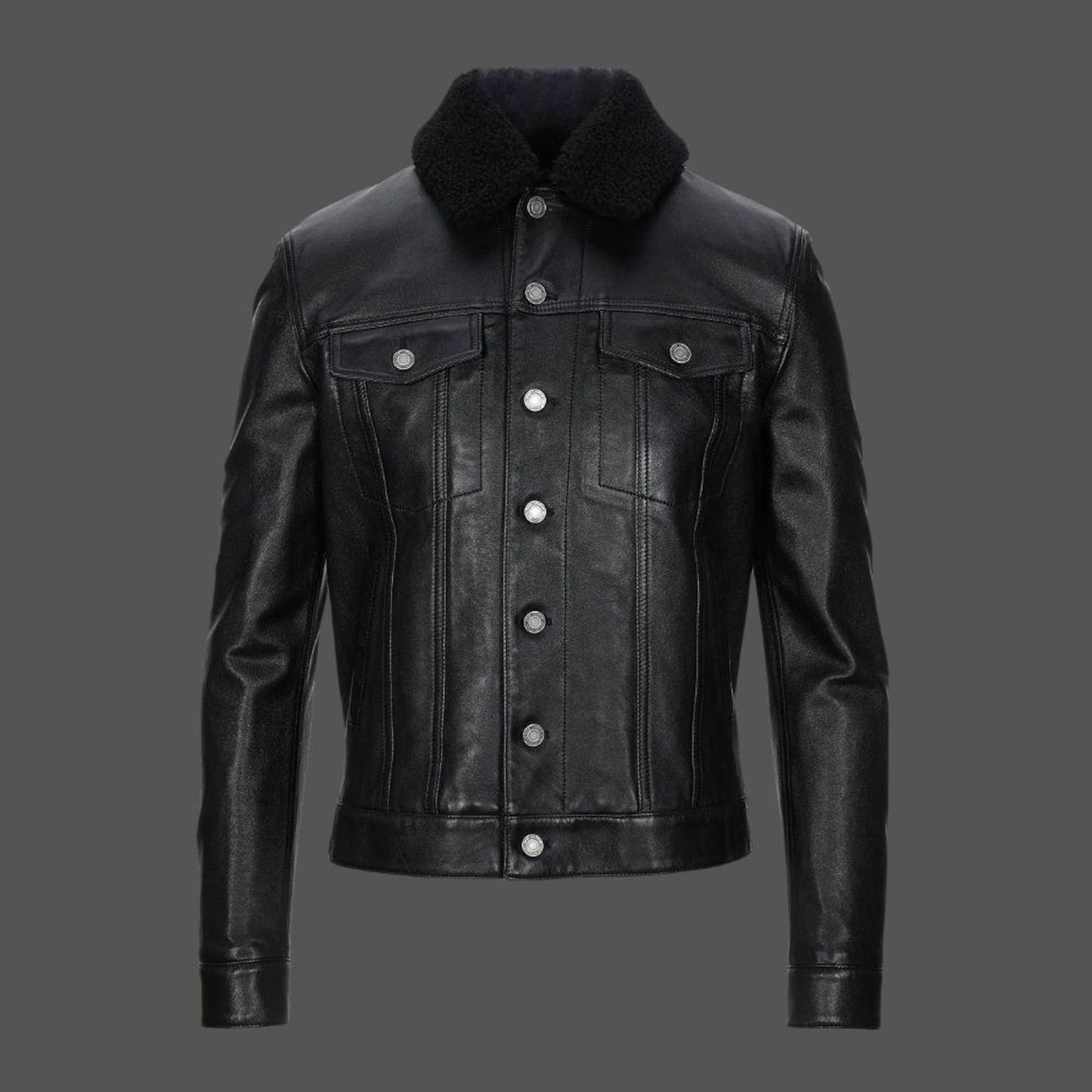RAWAL JACKET Genuine Leather Biker Style Jacket For Men With Fur Collar