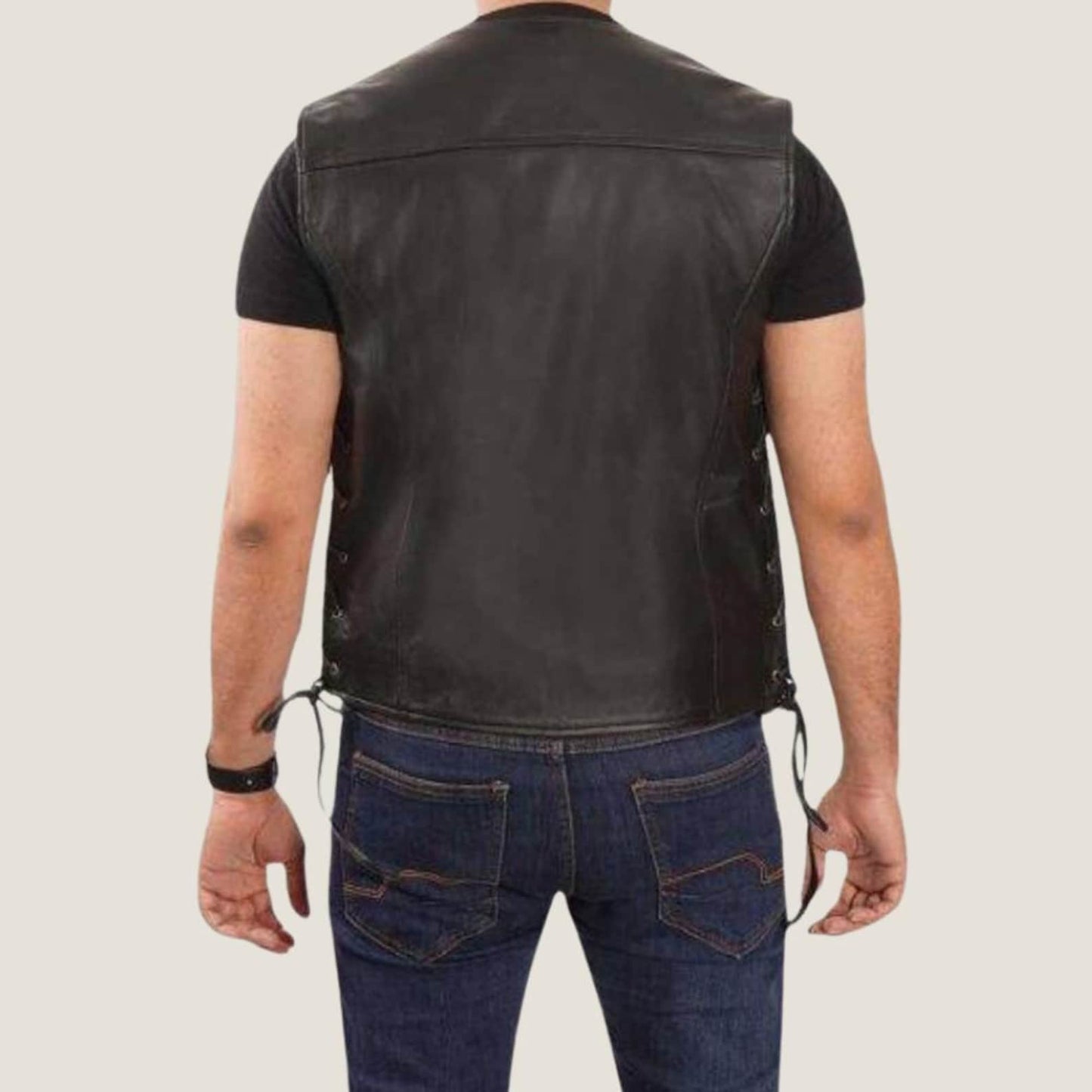 KHURSHAID LEATHER WEST Genuine Leather Biker Style West For Men