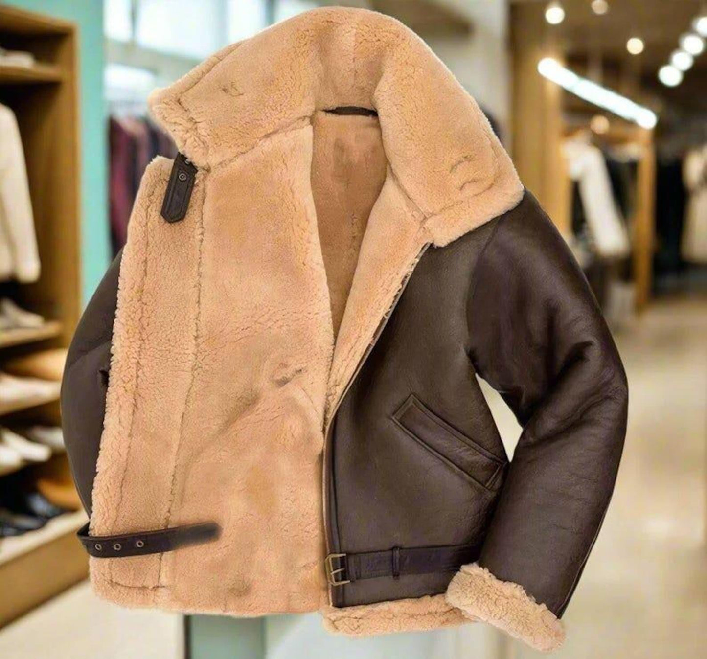 KOTLI AWAN JACKET Genuine Leather Aviator Jacket For Men With Fur Lining