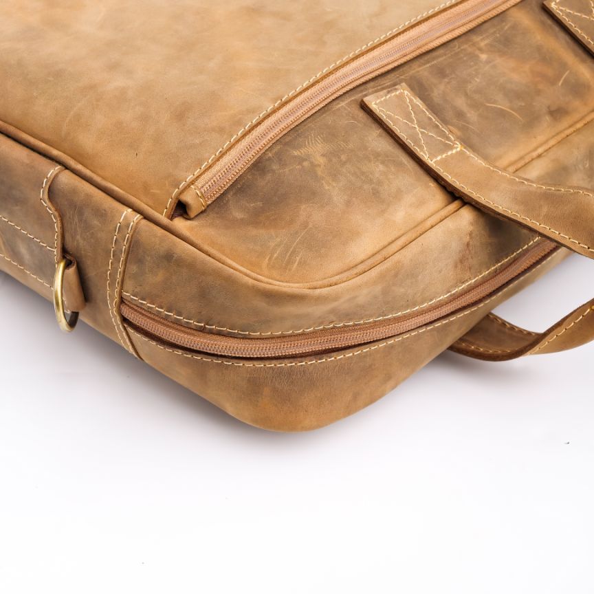KASUR BAG, Leather Laptop Bag Crafted From Vintage Cow Leather
