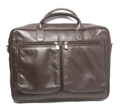 SWAT BAG Natural Milled Leather Laptop Bag - Dark Brown - 16"