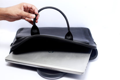 CHITRAL BAG Genuine Leather Laptop Ultra Slim Bag - Black - 16" Laptop