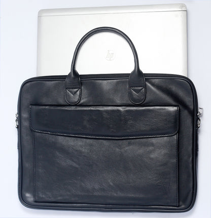 CHITRAL BAG Genuine Leather Laptop Ultra Slim Bag - Black - 16" Laptop